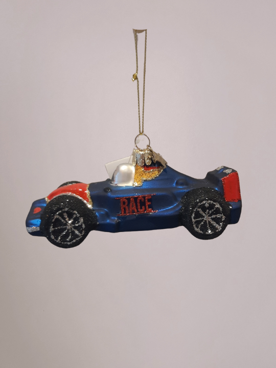 Vondels Kerstbal Raceauto Blauw