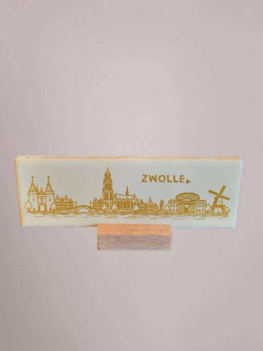Tegeltje Zwolle 15 x 5 cm wit - Yett Agenturen