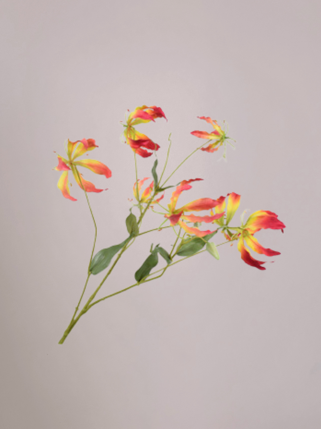 Silk-ka Gloriosa kunsttak geel roze 110 cm, luxe zijde bloem met lange steel