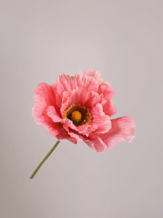 Zijden klaproos roze 76 cm met realistische bloemen en groene stelen