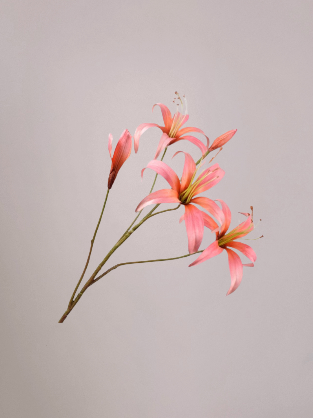 Silk-ka Lelie Tak Zalm 80 cm zijden lelie bloem voor elegante interieurdecoratie