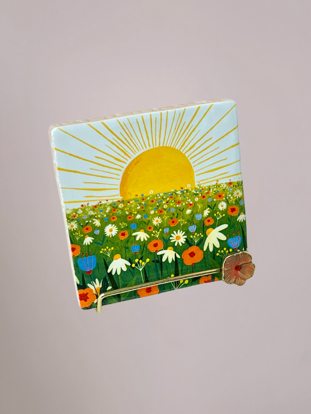 StoryTiles tegeltje The Sun Will Shine On You met zonnig en hoopvol illustratief ontwerp op keramisch tegeltje
