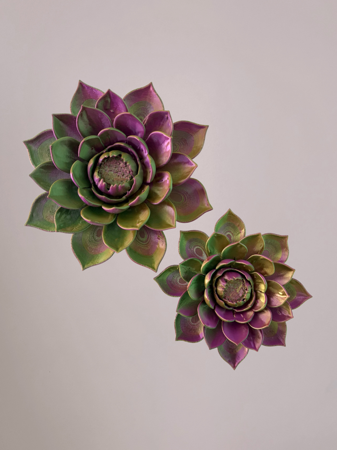 3D wandbloem lotus groen roze goud – frisse 3D decoratie