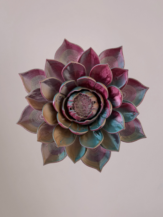 3D wandbloem lotus rood paars goud – sfeervolle wanddecoratie