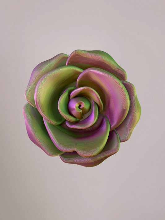 3D wandbloem roos groen roze goud – frisse wanddecoratie