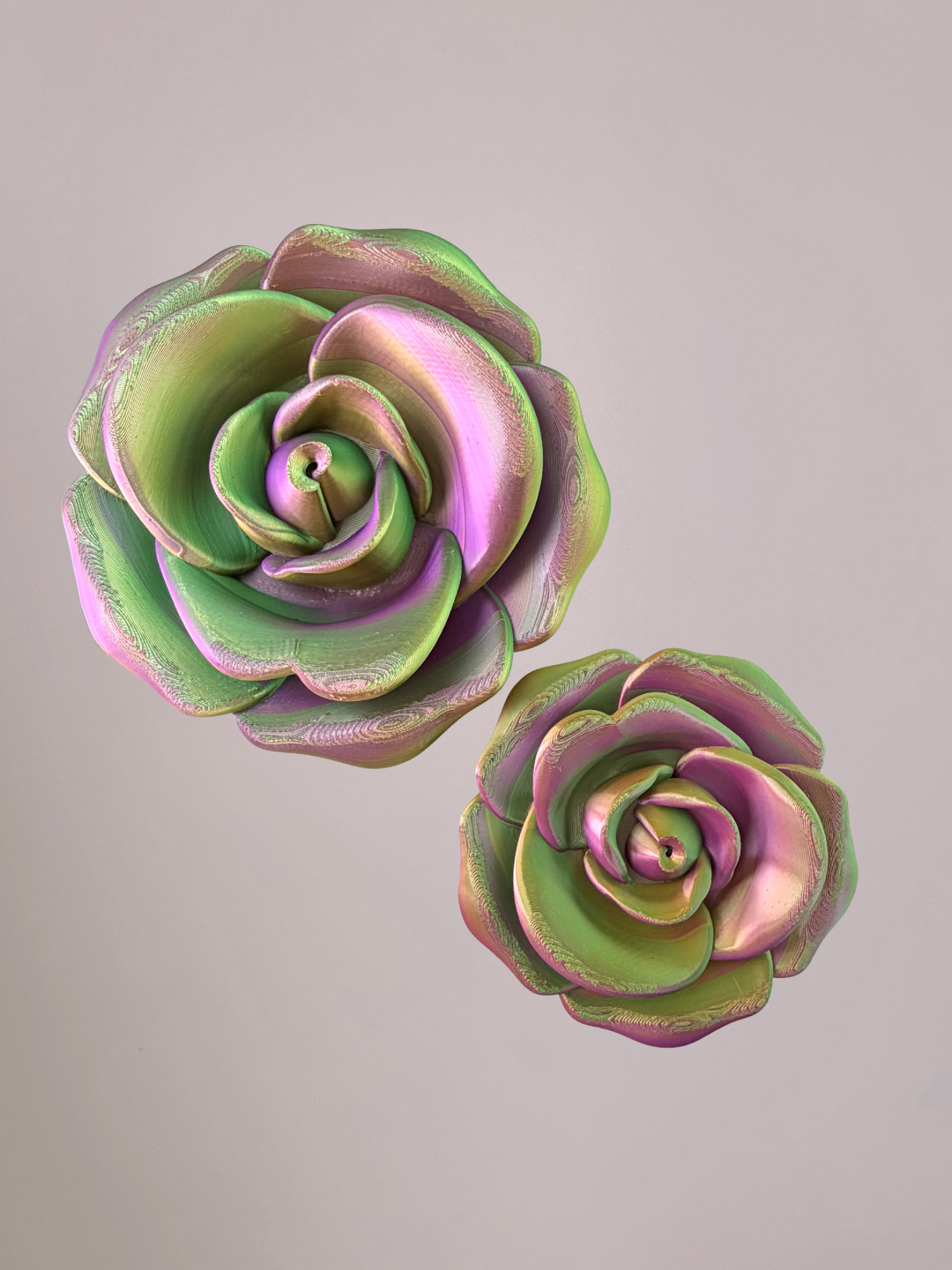 3D wandbloem roos groen roze goud – frisse wanddecoratie
