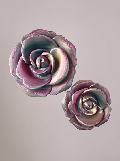 3D wandbloem roos rood paars goud – luxe wanddecoratie bloem