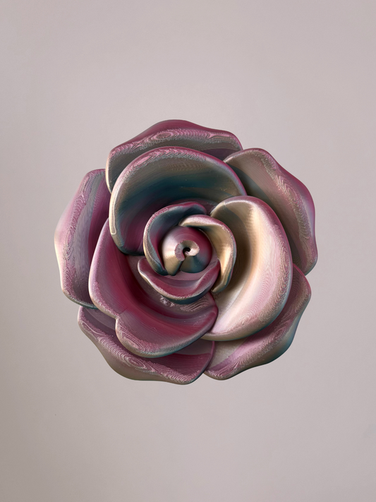3D wandbloem roos rood paars goud – luxe wanddecoratie bloem