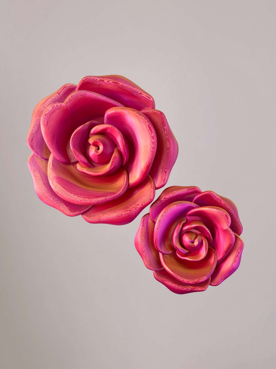 3D wandbloem roos roze oranje goud – romantische wanddecoratie