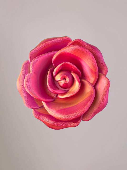 3D wandbloem roos roze oranje goud – romantische wanddecoratie