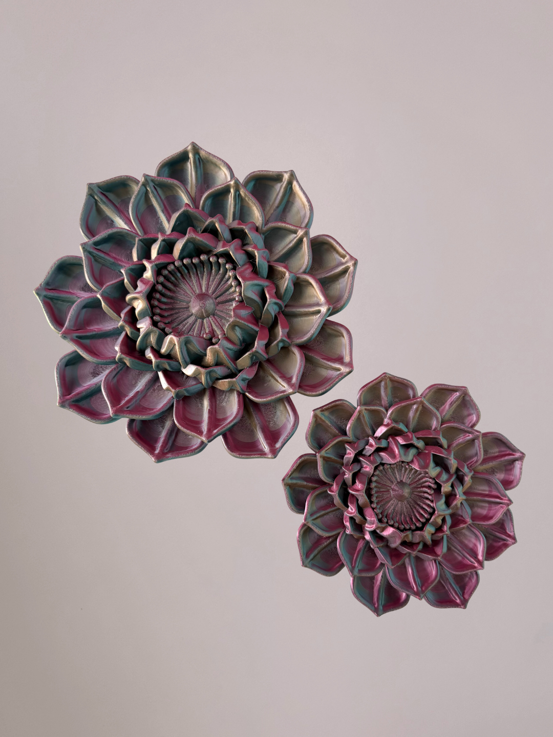 3D wandbloem waterlelie rood paars goud – warme wanddecoratie