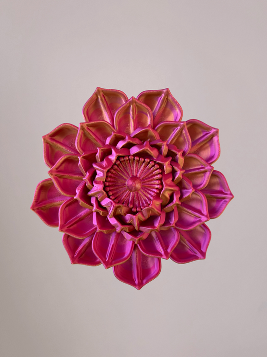 3D wandbloem waterlelie roze oranje goud – serene wanddecoratie