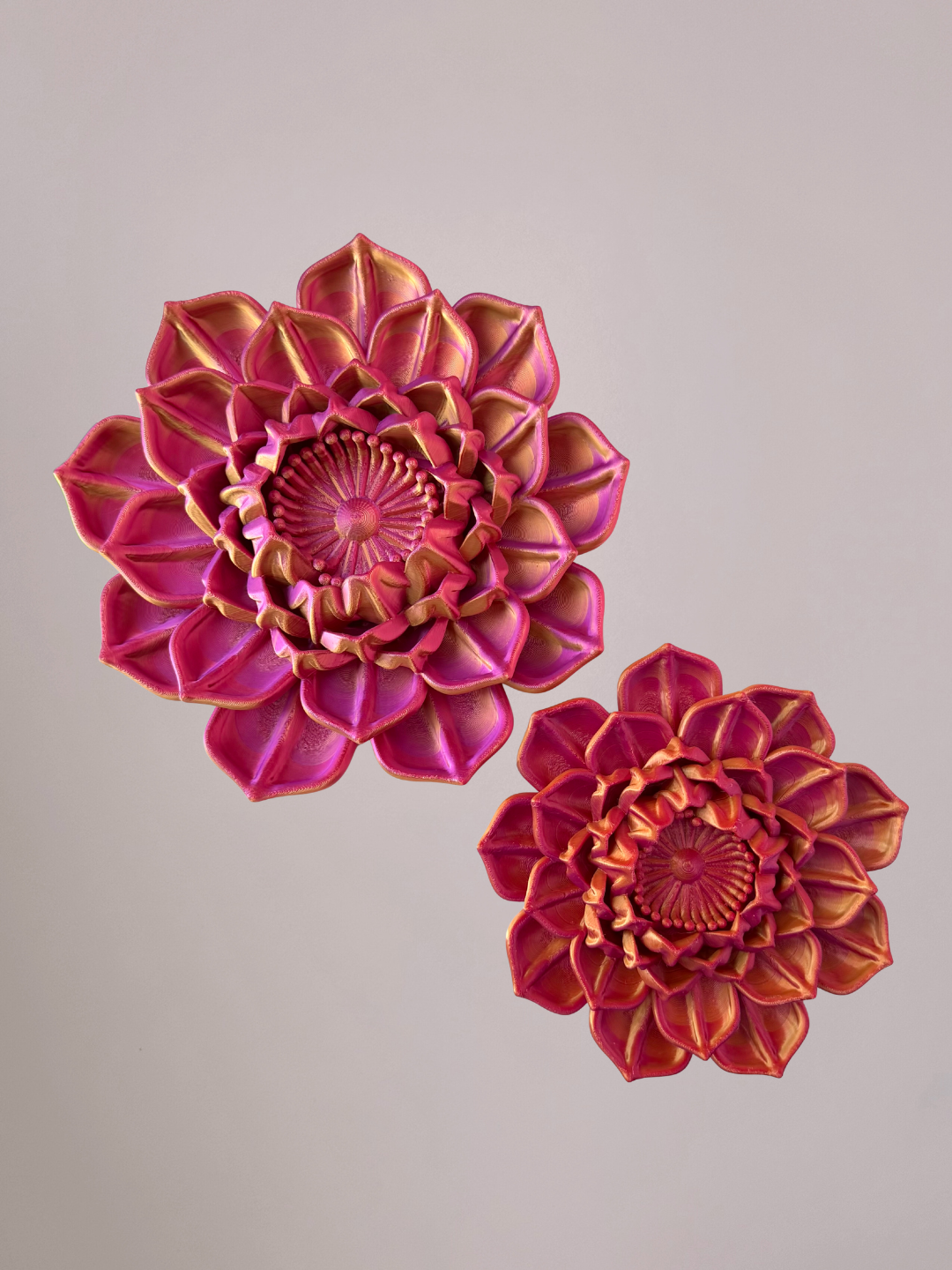 3D wandbloem waterlelie roze oranje goud – serene wanddecoratie