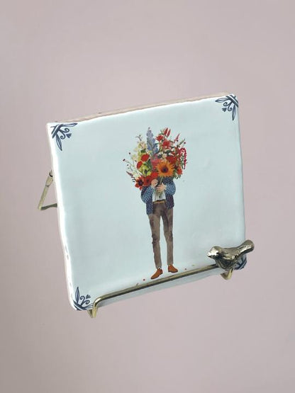 StoryTiles tegeltje All You Need Is… Flowers 10x10 cm – origineel Vaderdag cadeau met bloemen en warme nostalgische uitstraling