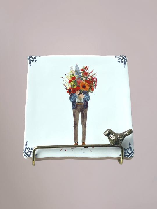 StoryTiles tegeltje All You Need Is… Flowers 10x10 cm – origineel Vaderdag cadeau met bloemen en warme nostalgische uitstraling