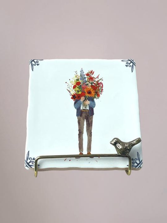 StoryTiles tegeltje All You Need Is… Flowers 10x10 cm – origineel Vaderdag cadeau met bloemen en warme nostalgische uitstraling
