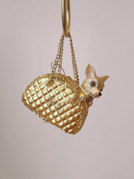 Vondels Kerstbal Gouden Hond In Tas