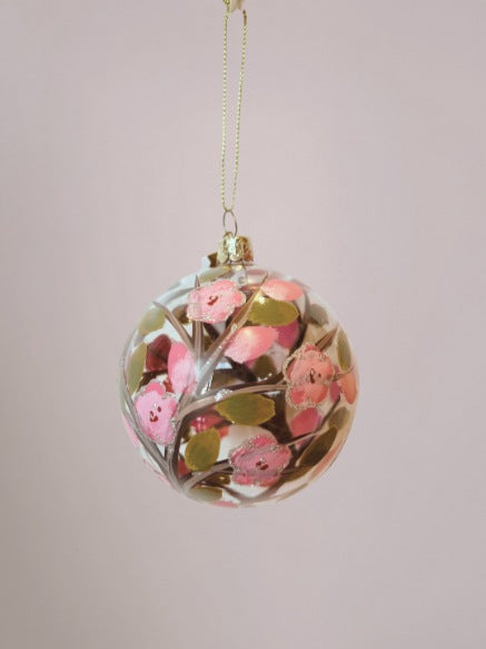 Vondels Kerstbal Bloem Roze