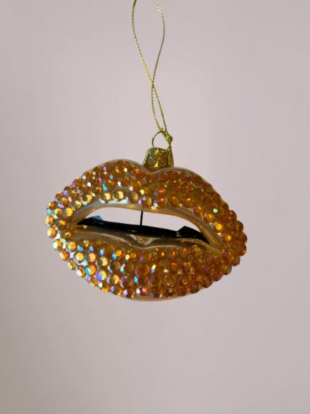 Vondels Kerstbal Lippen Met Glittersteentjes