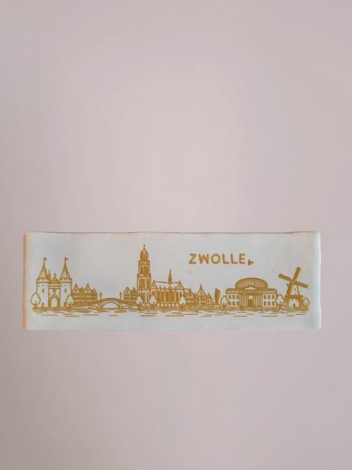 Tegeltje Zwolle 15 x 5 cm wit - Yett Agenturen