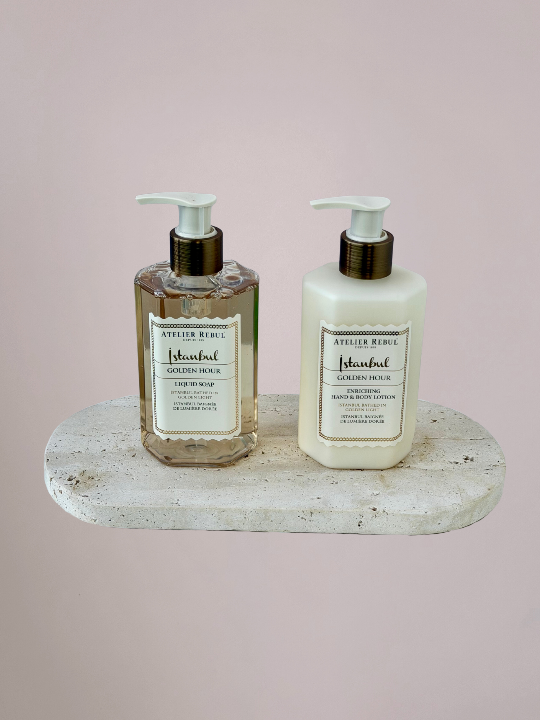 Atelier Rebul Golden HourHandzeep 250 ml in luxe pompflacon met warme, elegante uitstraling