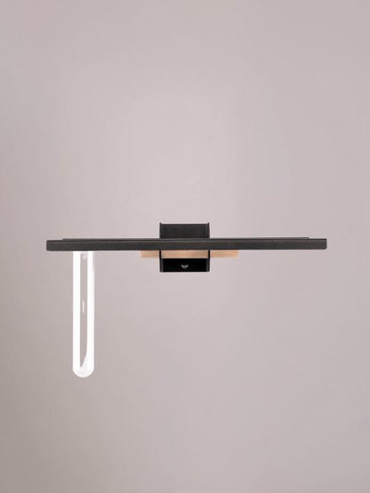 Zwarte bloemenstandaard van Studio Mippe met reageerbuisje, perfect voor bloemen aan de muur.