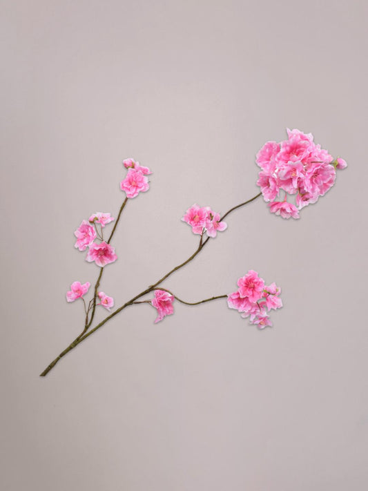 Roze bloesem kunsttak van 84 cm van Silk-ka met fijne bloemetjes en natuurlijke takstructuur in een vaas