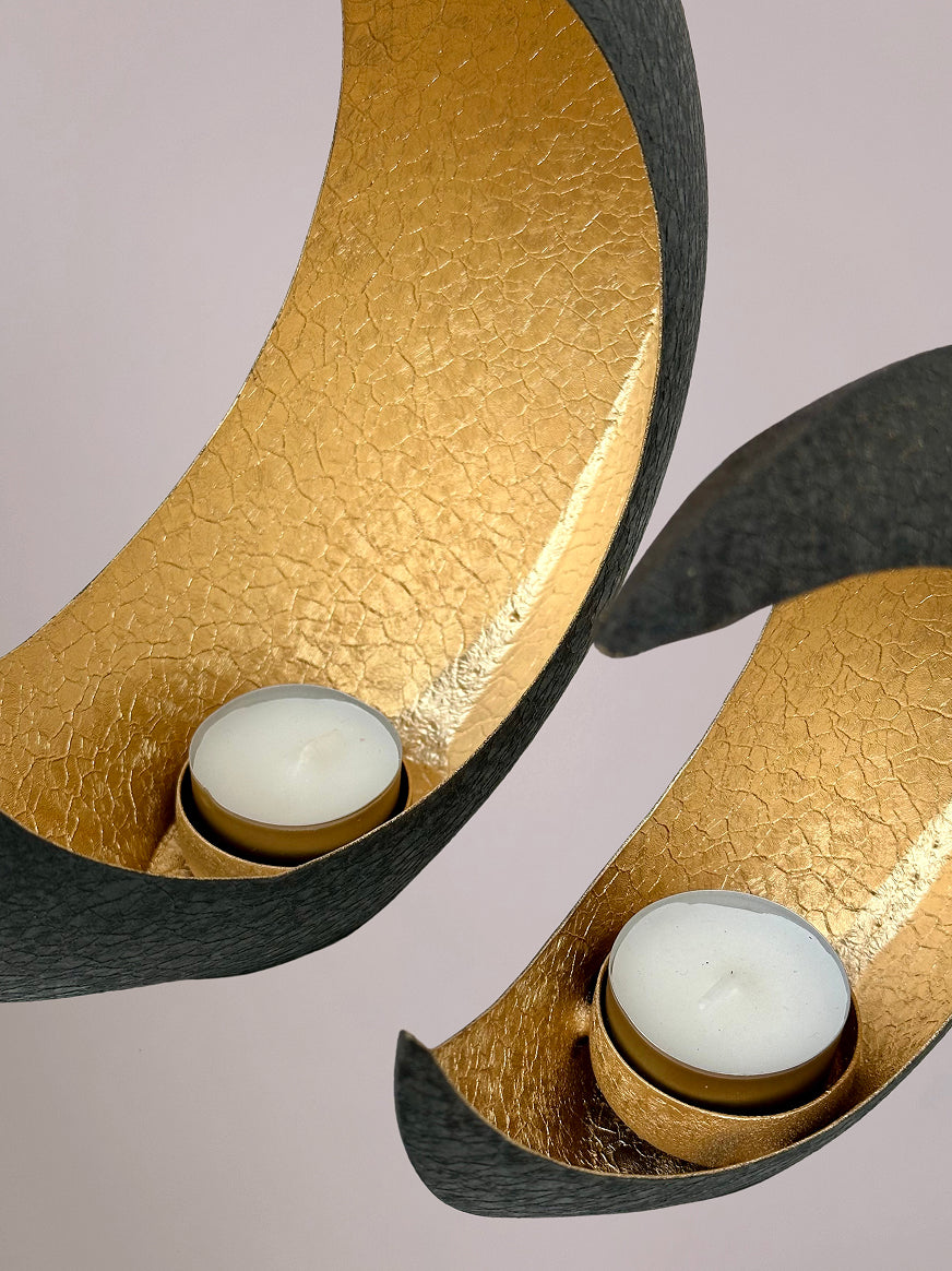 Halve Manen - Zwart-Gouden Theelichthouder