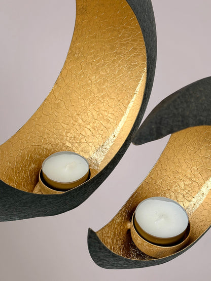Halve Manen - Zwart-Gouden Theelichthouder