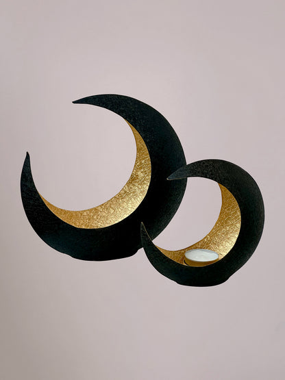 Halve Manen - Zwart-Gouden Theelichthouder