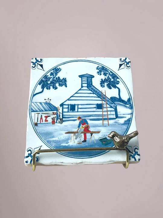 StoryTiles tegeltje Handyman 10x10 cm – origineel Vaderdag cadeau met handige klusser en nostalgische uitstraling