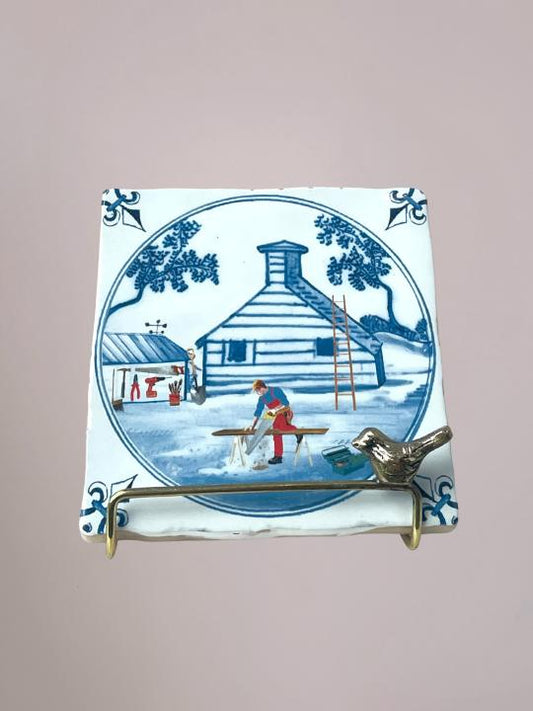 StoryTiles tegeltje Handyman 10x10 cm – origineel Vaderdag cadeau met handige klusser en nostalgische uitstraling