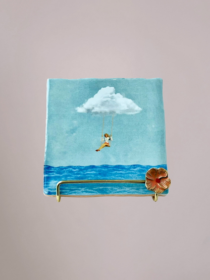 StoryTiles tegeltje Headspace met rustgevend minimalistisch ontwerp zonder tekst op keramisch tegeltje