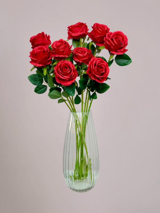kunstrozen boeket met 10 rode rozen in vaas, rode rozen boeket als decoratie