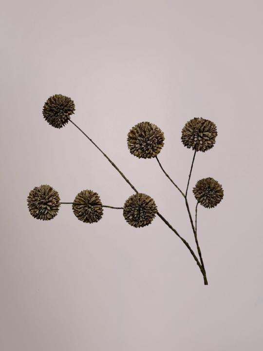 PomPom kunsttak bruin van 110 cm met volle bolvormige bloemen en lange stevige steel