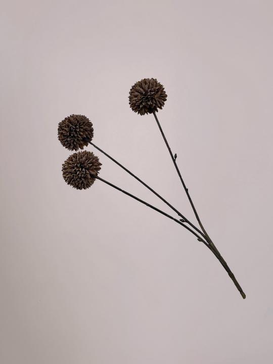 PomPom kunsttak bruin van 78 cm met volle bolvormige bloemen en lange stevige steel