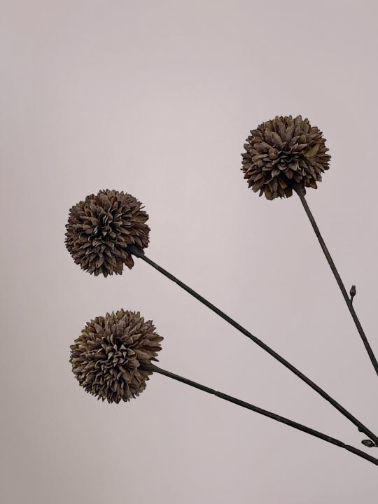 PomPom kunsttak bruin van 78 cm met volle bolvormige bloemen en lange stevige steel