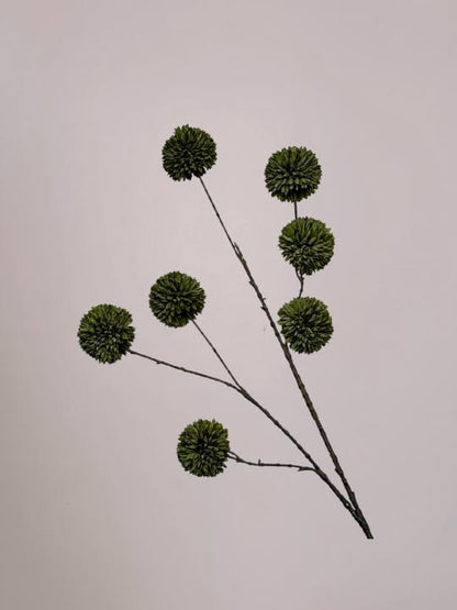 PomPom kunsttak groen van 110 cm met volle bolvormige bloemen en lange stevige steel