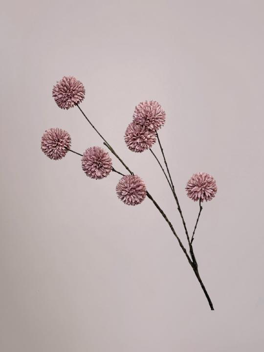 PomPom kunsttak roze/paars van 110 cm met volle bolvormige bloemen en lange stevige steel
