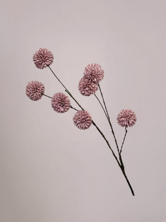 PomPom kunsttak roze/paars van 110 cm met volle bolvormige bloemen en lange stevige steel