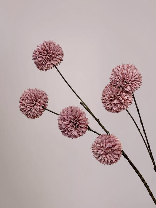 PomPom kunsttak roze/paars van 110 cm met volle bolvormige bloemen en lange stevige steel