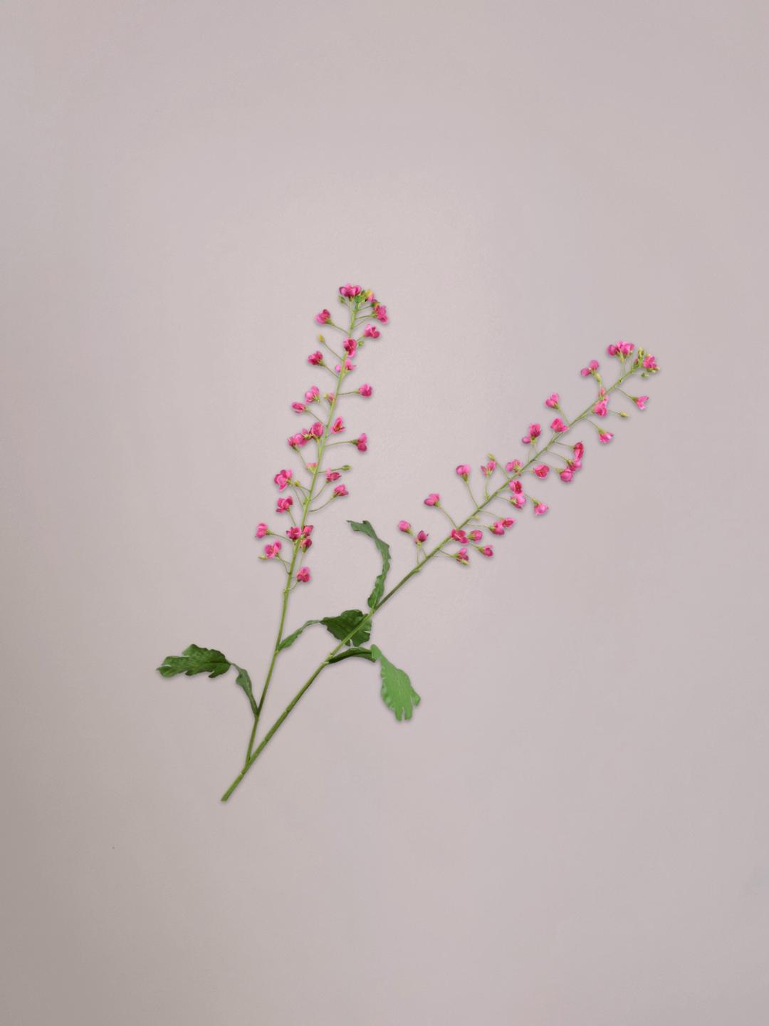 Primula kunsttak Beauty van 85 cm van Silk-ka met paarsroze bloemetjes en groene steel in een vaas