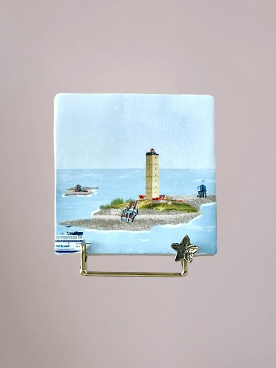 StoryTiles Richting Terschelling tegeltje met sfeervol Wadden en reisontwerp, handgemaakt tegeltje van 10x10 cm