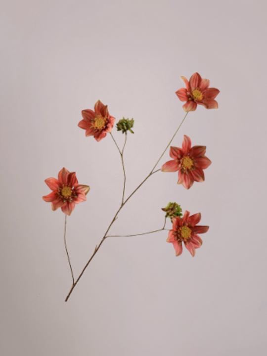 Silk-ka zijde Dahlia tak bruin van 107 cm met grote, levensechte bloem voor een stijlvol boeket of woondecoratie.