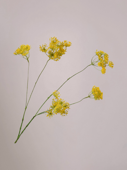 Kunst dille tak geel 83 cm van Silk‑ka met luchtige gele bloemtoppen en natuurlijke uitstraling