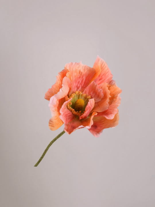 Kunstbloem klaproos oranje 76 cm met levensechte zijden bloemen