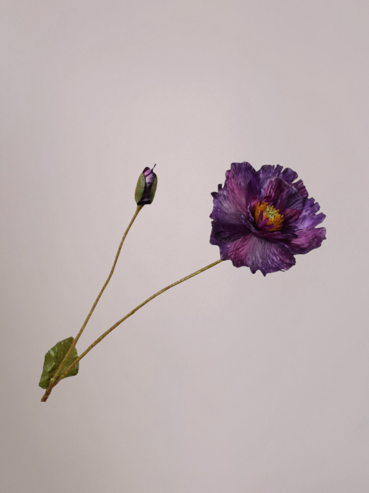 Kunst klaprozen paars 74 cm met levensechte zijden bloemen