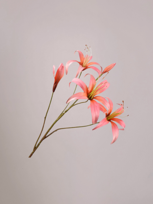 Silk-ka Lelie Tak Zalm 80 cm zijden lelie bloem voor elegante interieurdecoratie