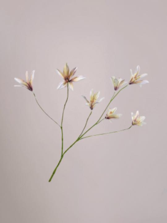 Silk-ka zijde Lelie tak crème van 85 cm met levensechte bloemen voor een elegant boeket of stijlvolle woondecoratie.