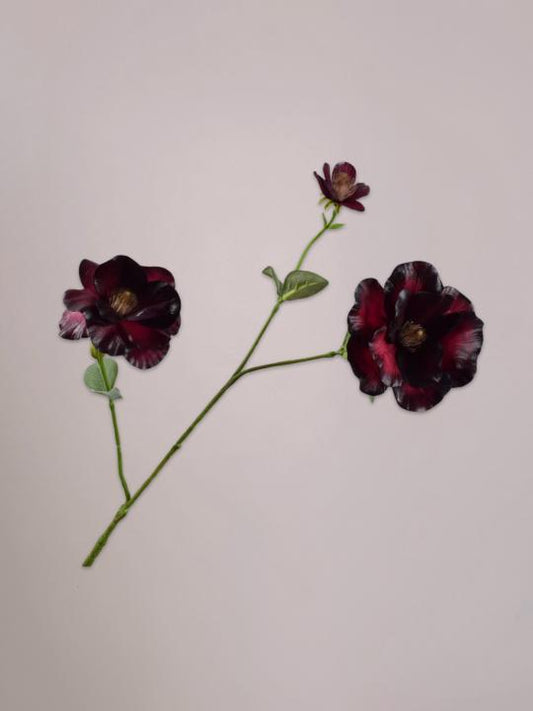 Lisianthus kunsttak bordeaux 72 cm van Silk-ka met volle bloemen